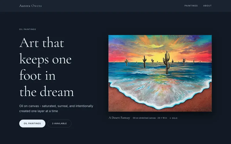 Aurora Owens oil painting portfolio website