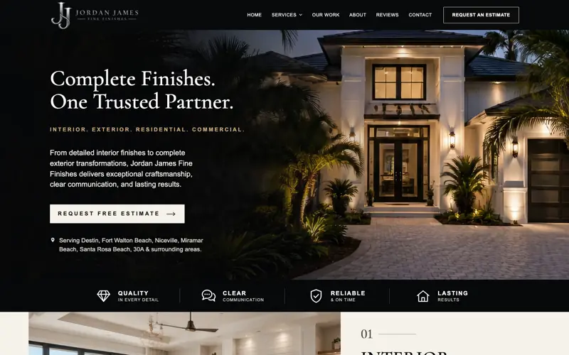 Jordan James Fine Finishes painting company website, Destin Florida